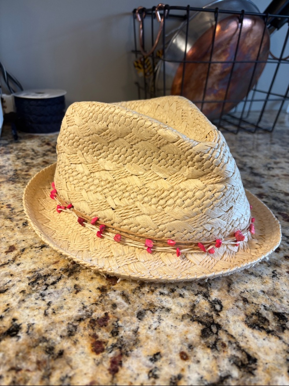 Tommy Bahama Women’s Fedora Straw (100% Toyo) Hat w/Coral String Detail